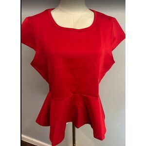 Escalier cap-sleeve peplum top